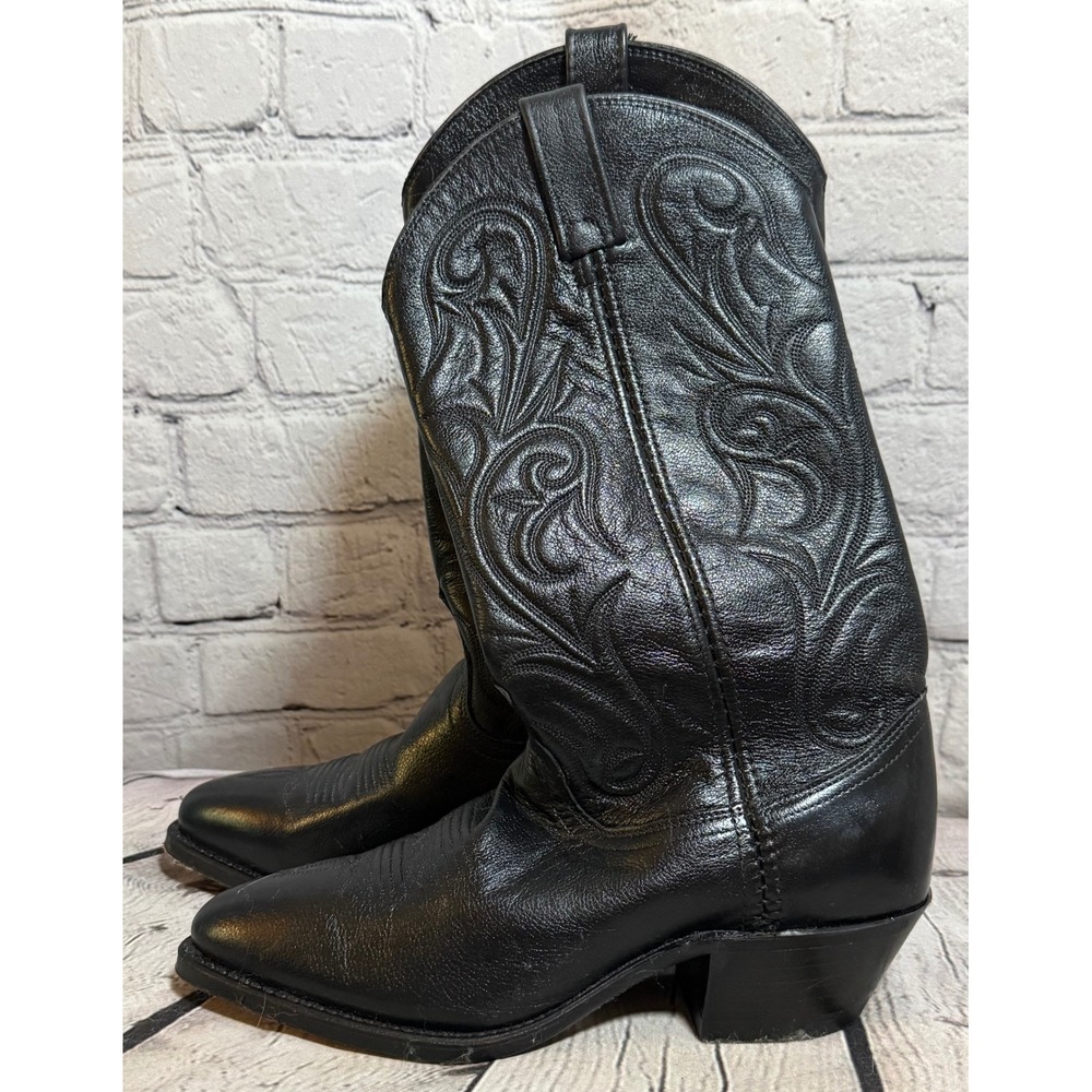 Dan Post Black Leather Western Cowboy Boots Pointed R Toe Size 8 M